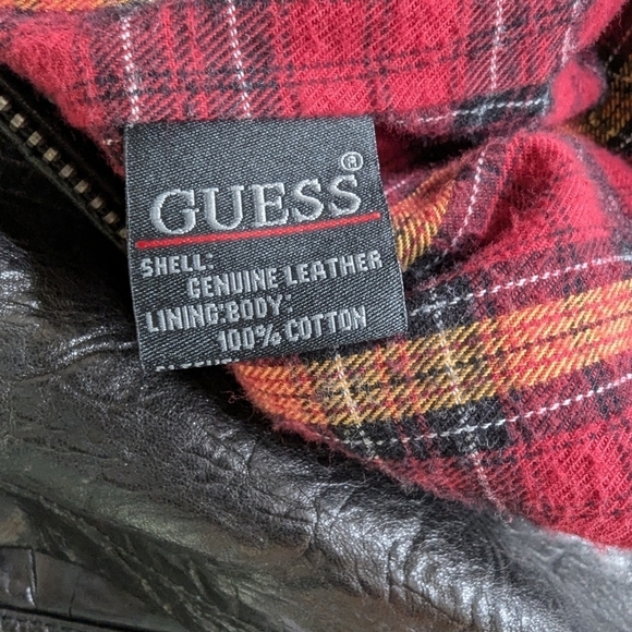 Guess vintage Y2K genuine leather moto Jacket sz M - Picture 8 of 9